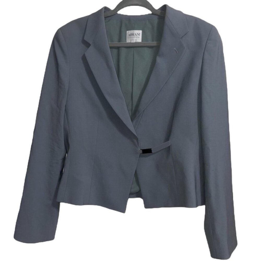 Vintage Armani Collezioni Gray Cropped Blazer Minimalist Old Money Career IT 46
